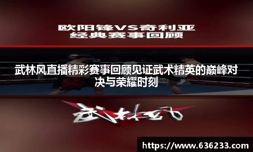 武林风直播精彩赛事回顾见证武术精英的巅峰对决与荣耀时刻
